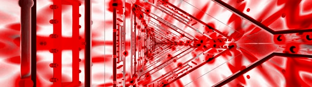 Czerwony Neonowy Tunel VJ Loop 32:9 Super Ultraszeroki 60fps Wygaszacz Metaliczny Trójkąt Wir