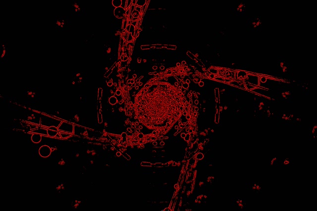 Tunel Neonowy Czerwony Ośmiokąt Wir VJ Loop 60fps 3:2 Surface Wygaszacz Ekranu