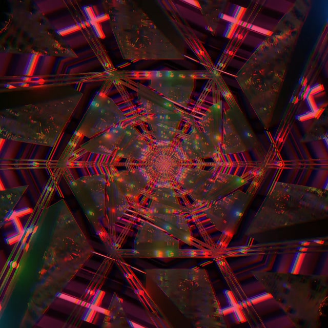 Neon Tunnel Red Kaleidoscope Vortex VJ Loop 1:1 Square 60fps Screensaver