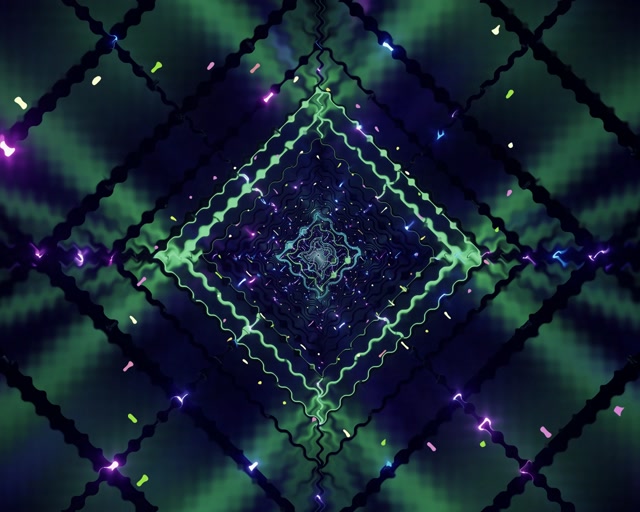 Neonowy Tunel Zielony Diament Wir VjLoops 5:4 Przemysłowy 60fps Wygaszacz