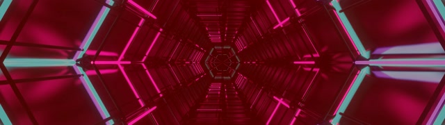 VJ Loop Neonowy Tunel Różowy Sześciokąt Wir 32:9 Super Ultraszeroki 60fps Wygaszacz