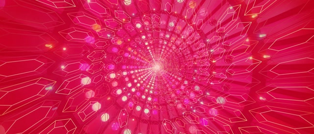 Neon Tunel Różowy Sześciokąt Wir VJLoops 21:9 Ultrawide 60fps Wygaszacz