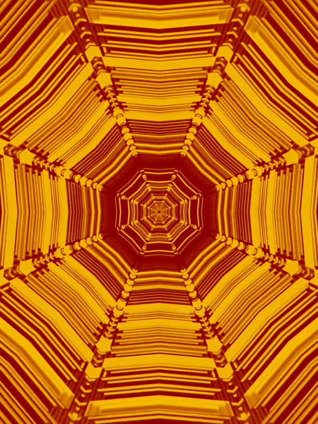 Neon Tunnel Amber Octagon Vortex VJ Loop 60fps 3:4 iPad Portrait Screensaver