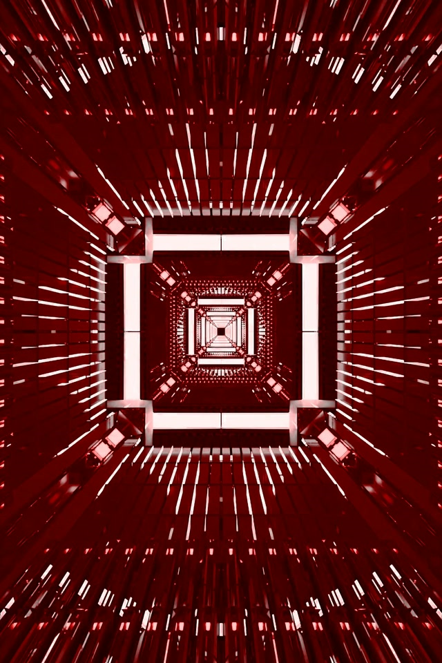 Czerwony Neonowy Tunel VJ Loop | Świecący Kwadratowy Wir | 2:3 Zdjęcie Pionowy 60fps Wygaszacz Ekranu