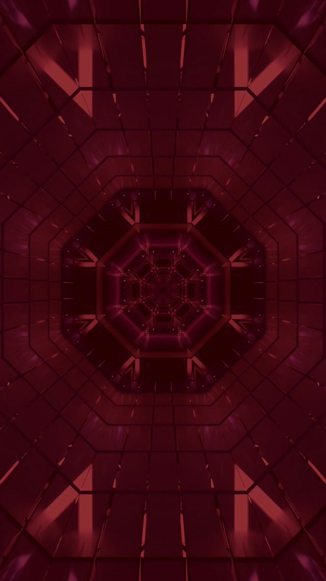 Czerwony Ośmiokąt Neon Tunel Wygaszacz 60fps 9:16 Reels VJ Loop PC