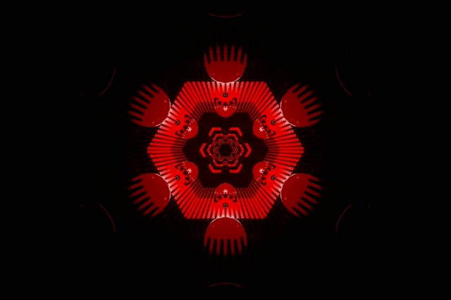 Neonowy Tunel Czerwony Hex Kalejdoskop VJ Loop 3:2 Surface 60fps Wygaszacz Ekranu
