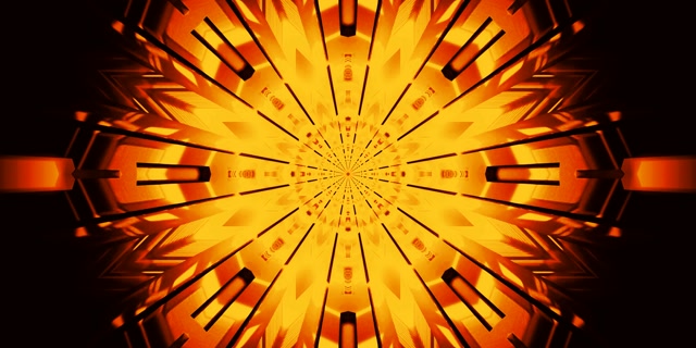 Neon Tunnel Orange Kaleidoscope Burst VJ Loop 2:1 Univisium 60fps Screensaver