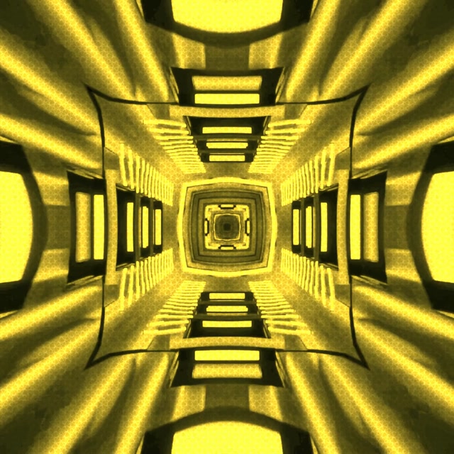Vj loop Neon Tunnel Golden Fractal Kaleidoscope 1:1 Square 60fps Screensaver