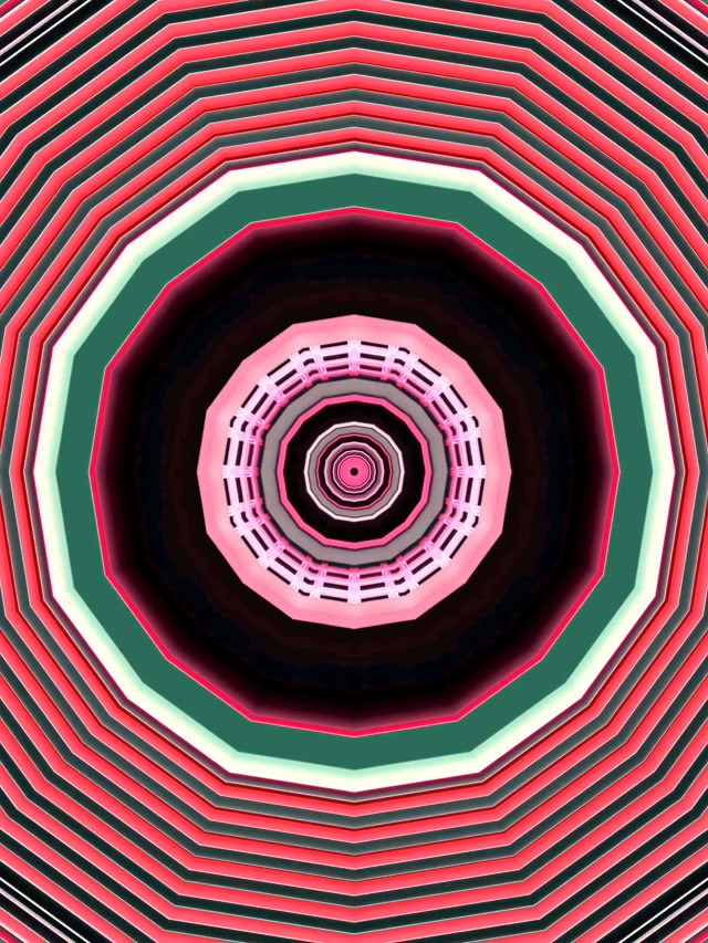 Neon Tunel Czerwony Zielony Dziesięciokąt Wir VJLoops 3:4 iPad Portrait 60fps Wygaszacz