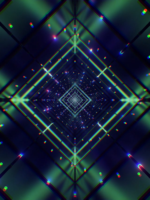 Neonowy Tunel Zielony Diament Wir VjLoops 3:4 iPad Pionowy 60fps Wygaszacz