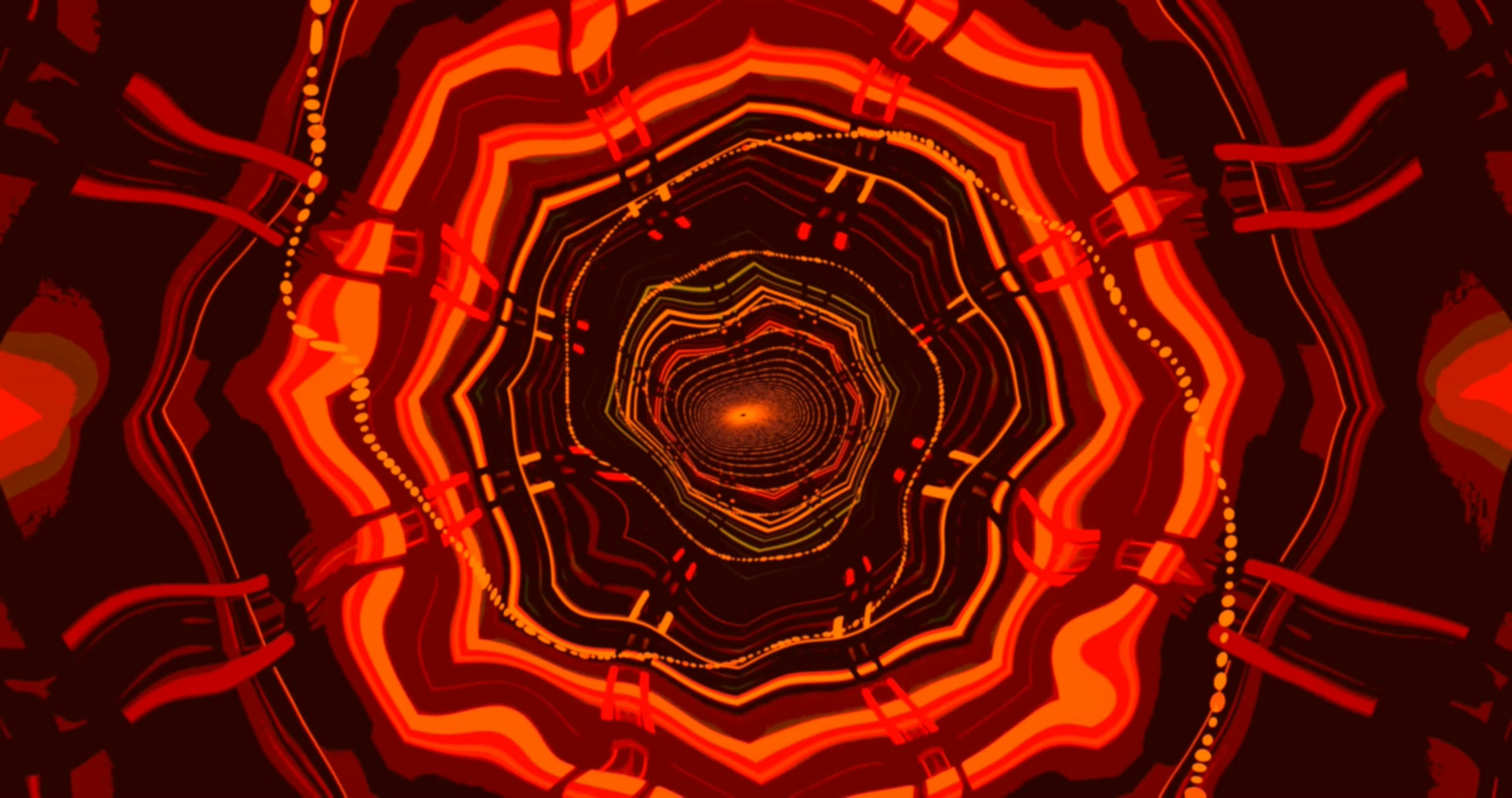 protetor de tela 4K UHD 60fps túnel neon vermelho laranja espiral VJLoops windows 11 laptop