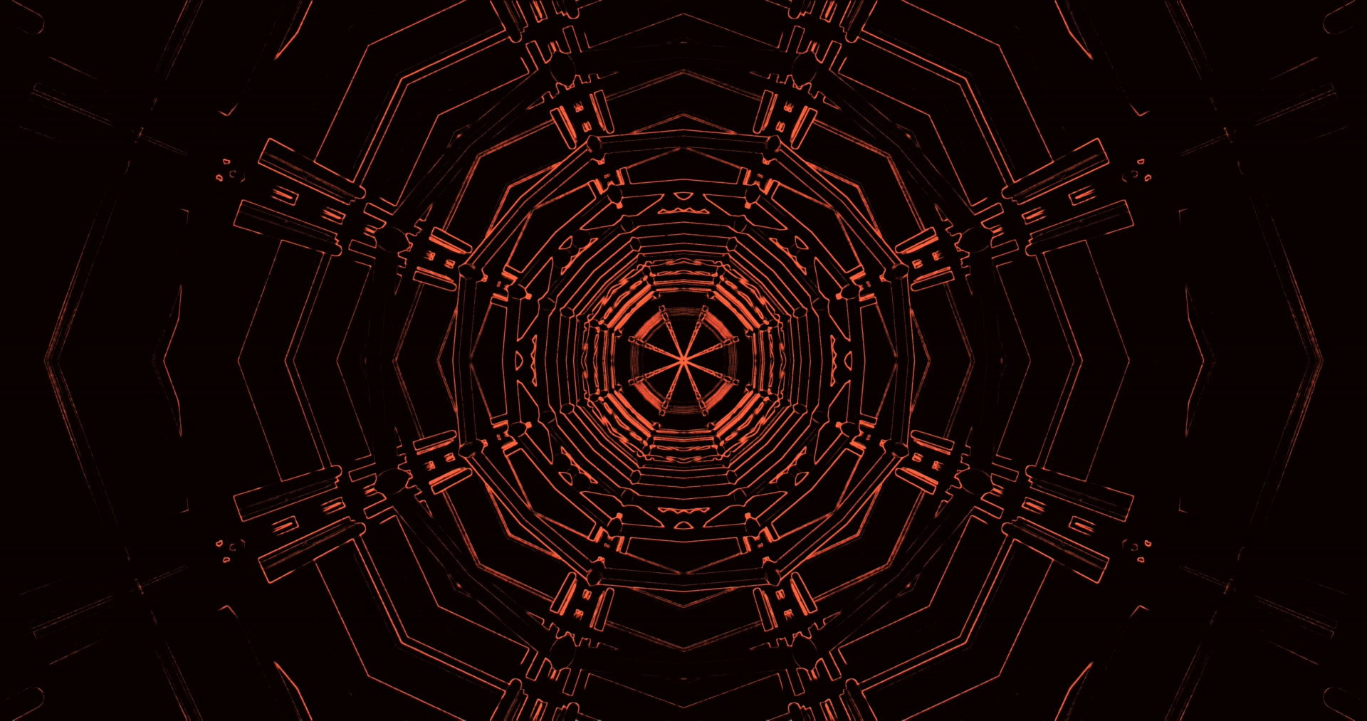 protetor de tela túnel neon vermelho 4K UHD 60fps windows 11 VJLoops padrão geométrico