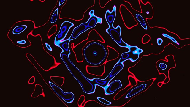 Linhas de Contorno Abstratas Neon Azul Vermelho Escuro VJLoops Fundo de Movimento