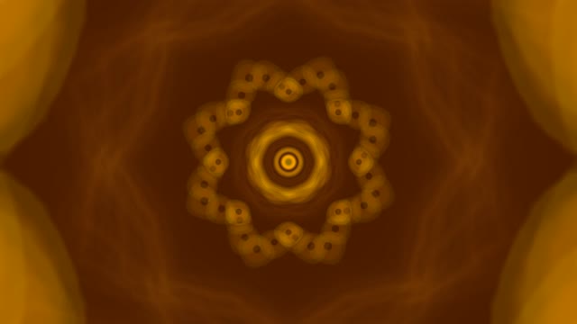 Golden neon tunnel 60fps with symmetrical circular patterns and concentric rings