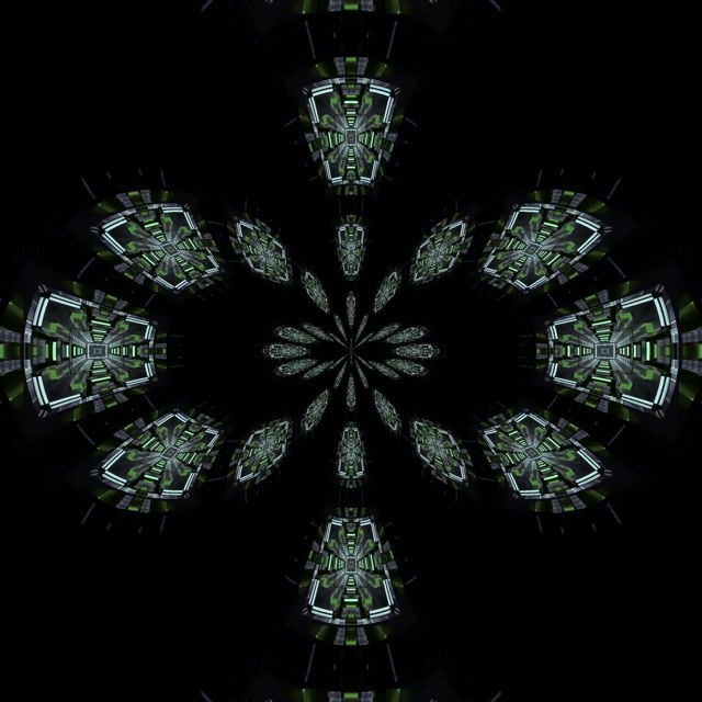 VJ Loop Túnel Neon Verde Caleidoscópio Fractal 1:1 Quadrado 60fps Protetor de Tela