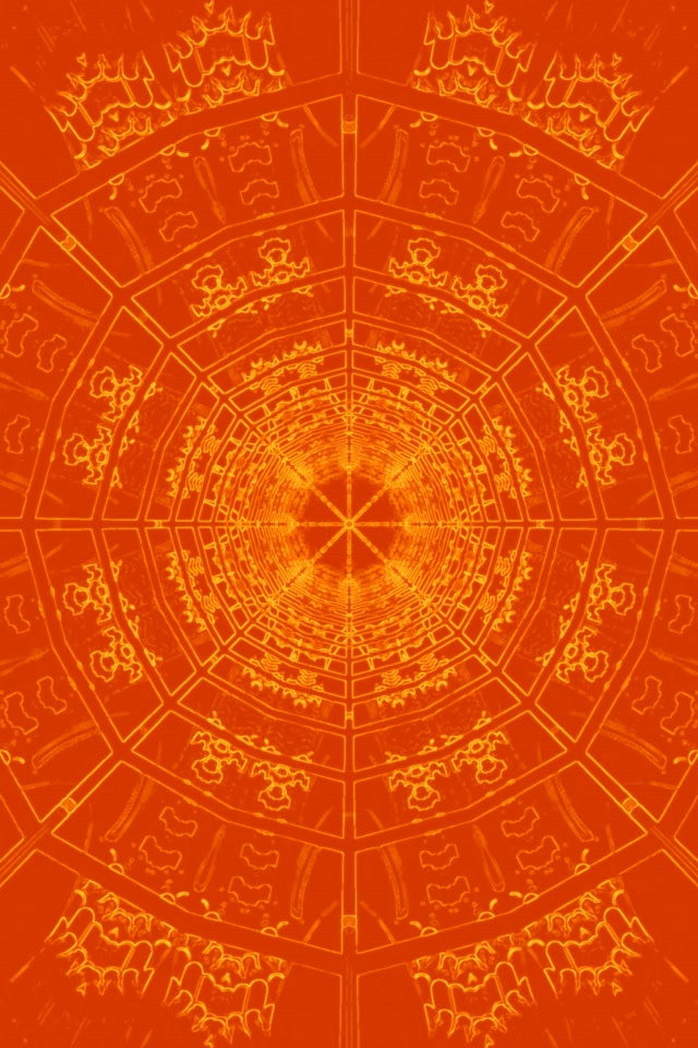 Túnel Neon Vórtice Mandala Laranja Protetor de Tela 2:3 Portrait 60fps VJLoops