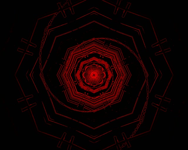 Túnel Neon Vermelho Vórtice Octágono VJ Loop 5:4 industrial 60fps Screensaver