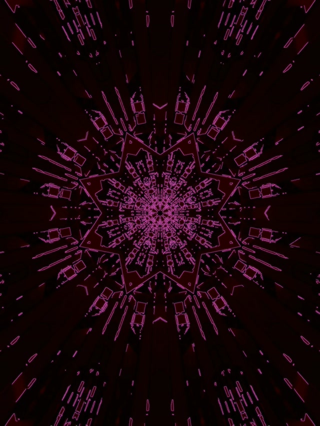 Túnel de Neon Estrela Caleidoscópio Magenta VJ Loop 3:4 iPad Retrato 60fps Protetor de Tela