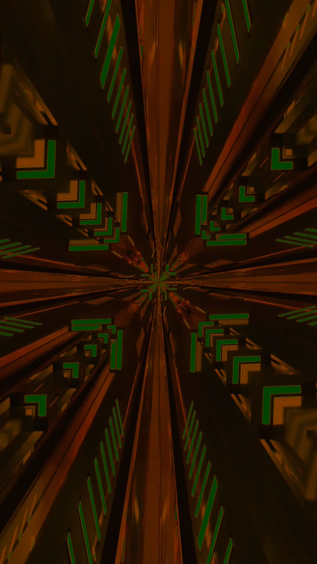 Túnel Neon Verde Geométrico VJ Loop 9:16 Reels 60fps Proteção de Tela