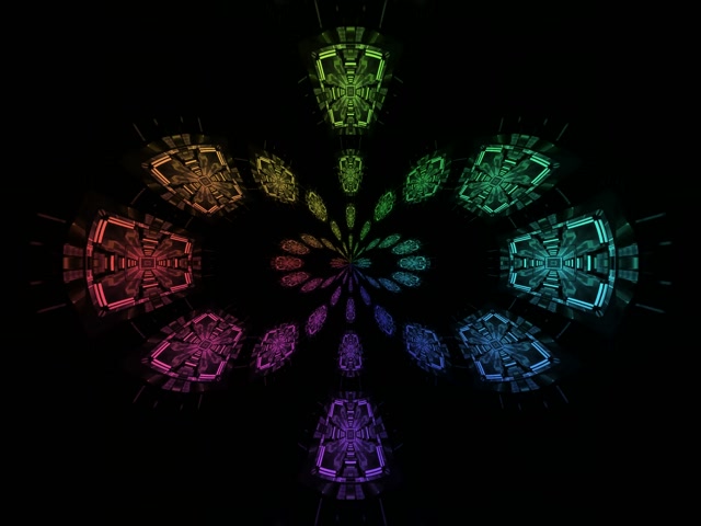 Túnel Neon Florescimento Fractal Arco-íris 4:3 Classic 60fps Protetor de Tela VJLoops