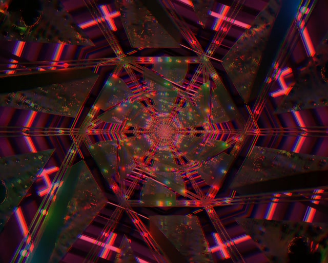 VJLoops túnel neon caleidoscópio octógono vermelho 5:4 industrial 60fps protetor de tela