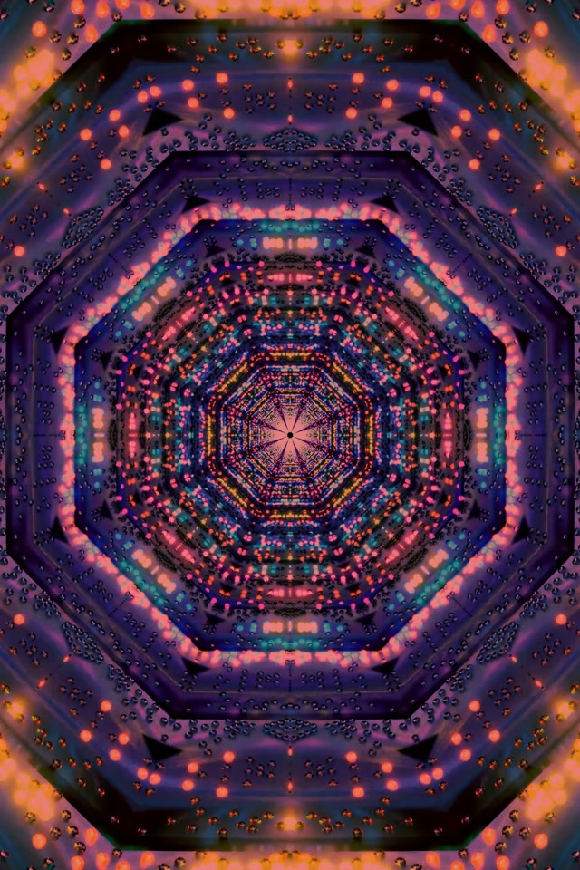 Túnel Neon Octógono Vórtice 2:3 Foto Portrait 60fps Screensaver VJ Loop