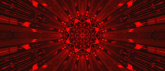 Protetor Tela Túnel Neon Vermelho Mandala 21:9 Ultrawide 60fps VJLoops
