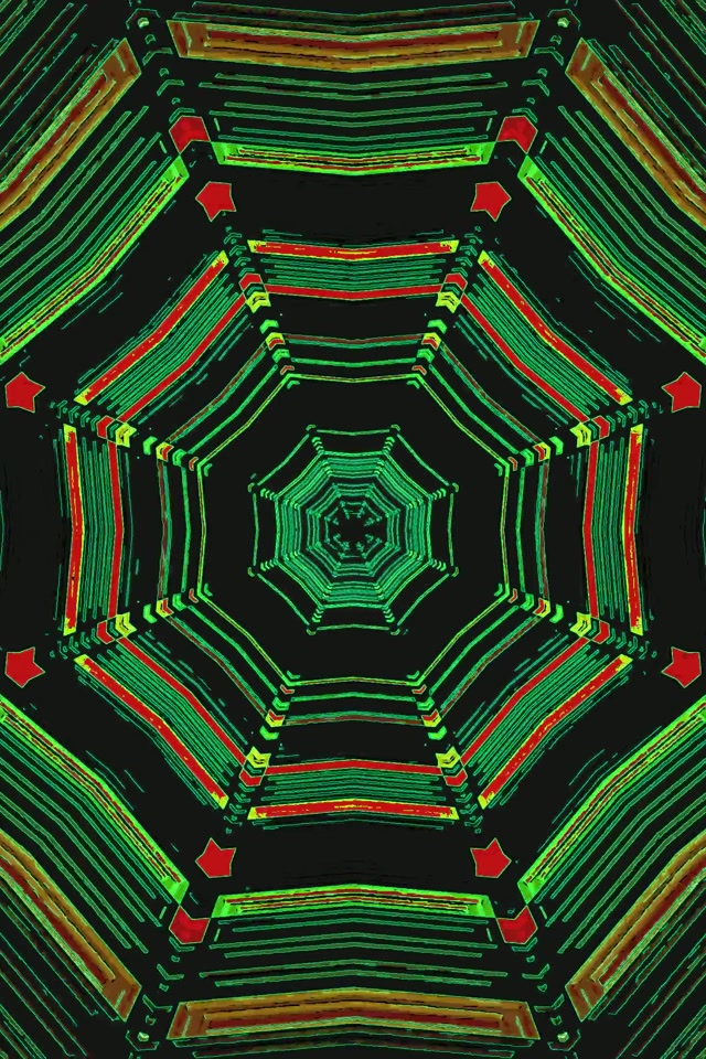 Túnel Neon Verde Vermelho Octógono 60fps Protetor de Tela PC Laptop 2:3 Foto Retrato VJ Loop