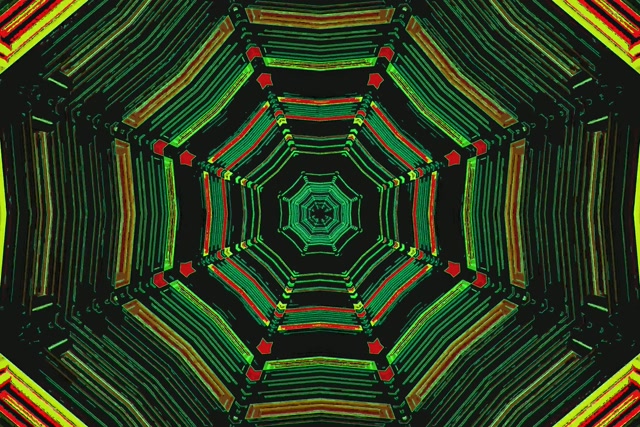 Túnel Neon Verde Vermelho Octógono Screensaver 3:2 Surface 60fps VJ Loop