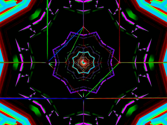 Protetor tela túnel neon psicodélico 4:3 clássico 60fps VJLoops caleidoscópio padrões geométricos