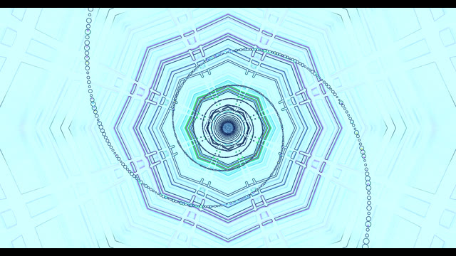 Tunel Geometric Turcoaz VJ Loop - Fundal Abstract Hexagonal Mișcare