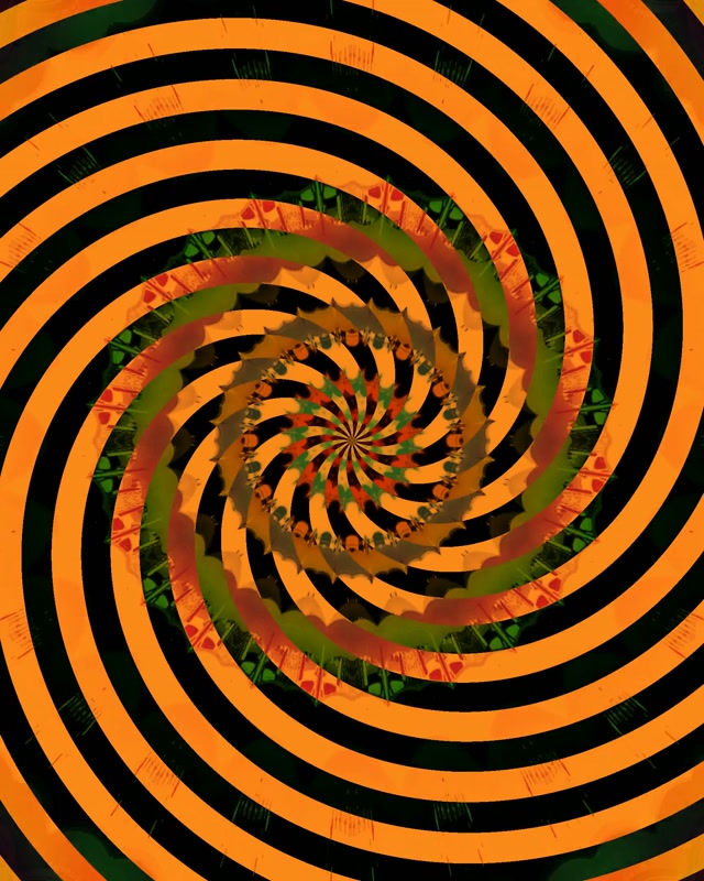 Tunel Neon Vortex Spirală Portocaliu Negru VjLoops 4:5 Instagram 60fps Screensaver