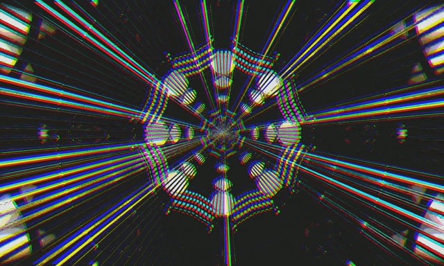 Tunel Neon Screensaver 5:3 Wide 60fps VJ Loop Geometric Întunecat Glitch PC