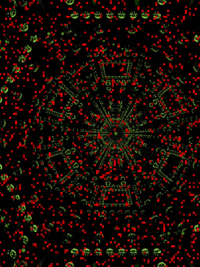 Tunel Neon Roșu Pixel Mandala Screensaver 3:4 iPad Portrait 60fps Vj Loop