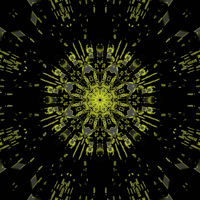 Tunel Neon Albastru Stea Calidoscop Vj Loop 1:1 Pătrat 60fps Screensaver