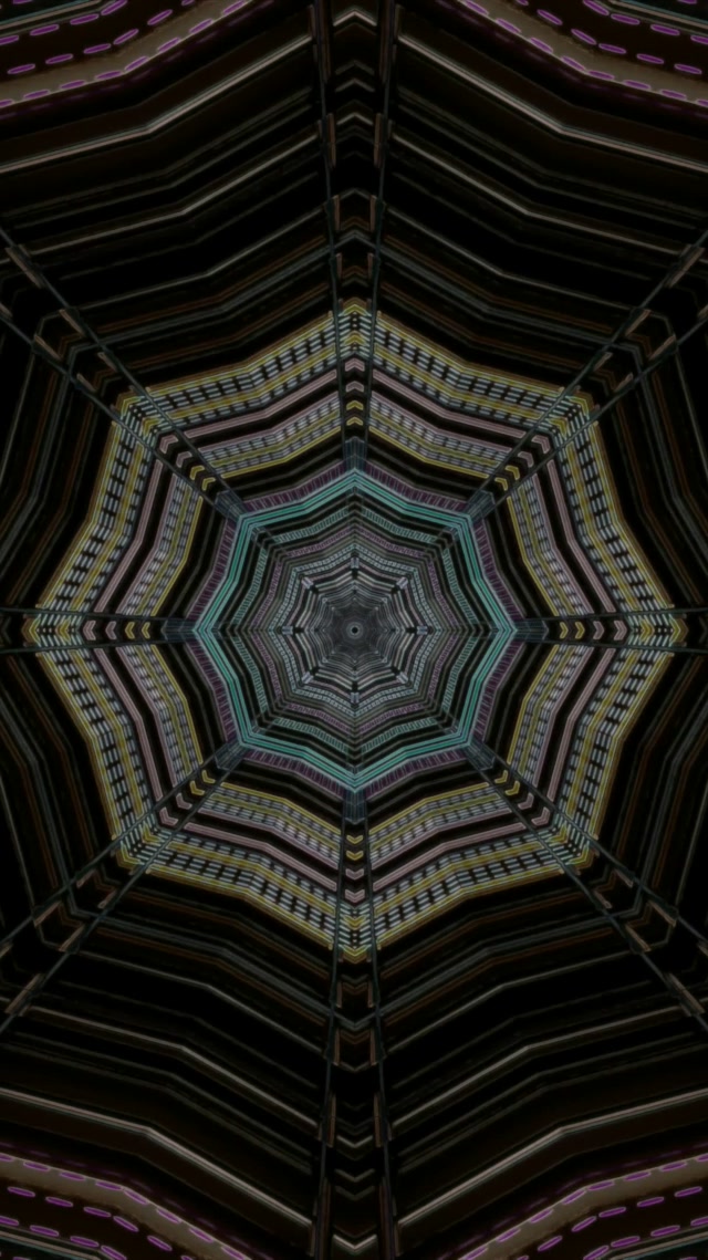 Tunel Neon Octa Spirală Screensaver 60fps 9:16 Reels VJLoops