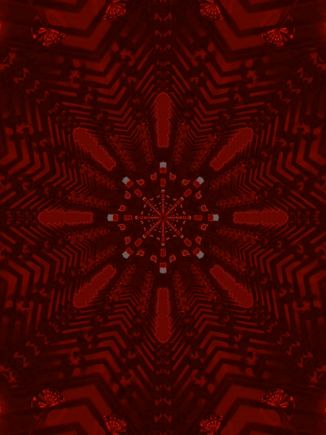 Fractal Roșu Calidoscop Tunel Neon VJ Loop 3:4 iPad Portrait 60fps Screensaver