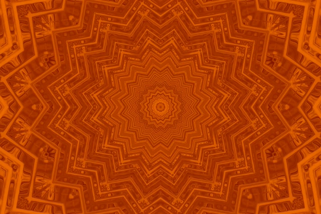 Neon Tunnel Orange Star Kaleidoscope Vj Loop 3:2 Surface 60fps Screensaver