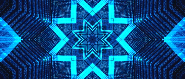 Ecran de veille tunel neon stea albastra 21:9 ultrawide 60fps VJLoops modele geometric windows 11