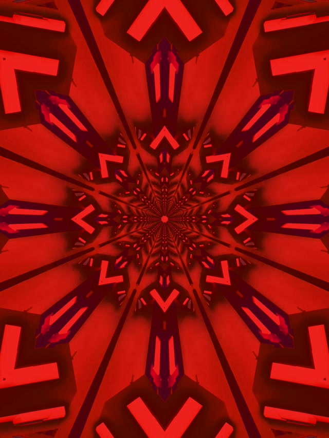 Fractal Roșu Calidoscop Tunel Neon VJ Loop 3:4 iPad Portrait 60fps Screensaver