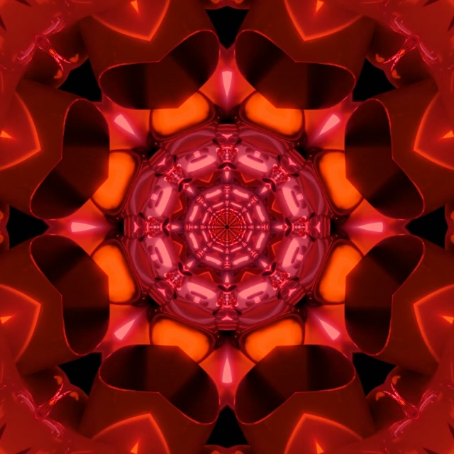 Tunel Neon Roșu Kaleidoscop Screensaver 1:1 Square 60fps VJ Loop