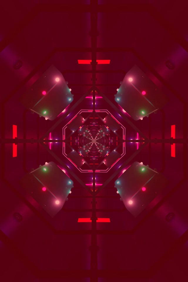 Tunel Neon Octagon Vortex VJ Loop 2:3 Photo Portrait 60fps Screensaver