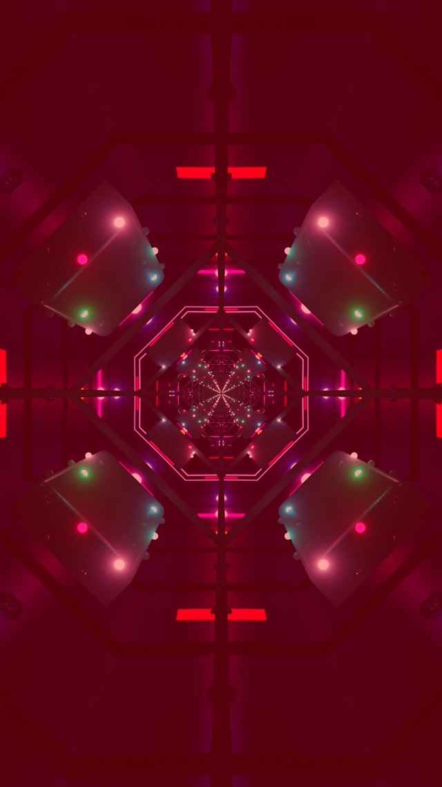 Tunel Neon Vortex Octagon VJ Loop 9:16 Reels 60fps Screensaver