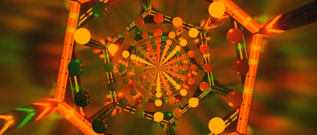 Ecran de Veille Tunel Neon Portocaliu Verde Globuri 21:9 Ultrawide 60fps VJLoops