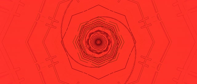 Tunel Neon Roșu Octagon Vortex VJLoops 21:9 Ultrawide 60fps Screensaver