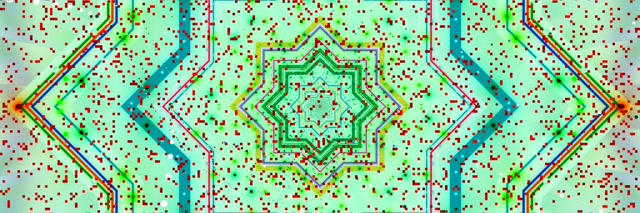 Neon Tunnel Star Mandala Pixel Burst 3:1 Triple Wide 60fps Screensaver Vj Loop