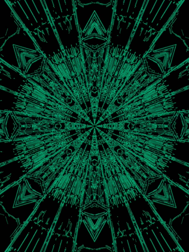 Tunel Neon Explozii Stea Caleidoscop Verde VJLoops 3:4 iPad Portrait 60fps Economizor Ecran