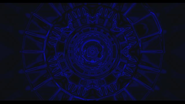 Mandala Geometrică Albastru Întunecat VJLoops - Fundal Mișcare Tunel Cosmic Abstract