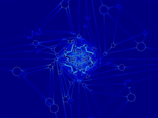 Tunel Neon Albastru Rețea Screensaver 4:3 classic 60fps VJ Loop