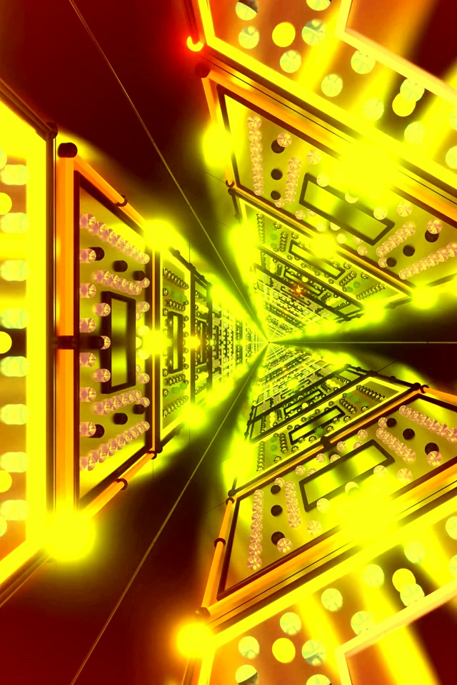 Tunel Neon Placă Circuit Galben 2:3 Fotografie Portrait 60fps Screensaver VJLoops